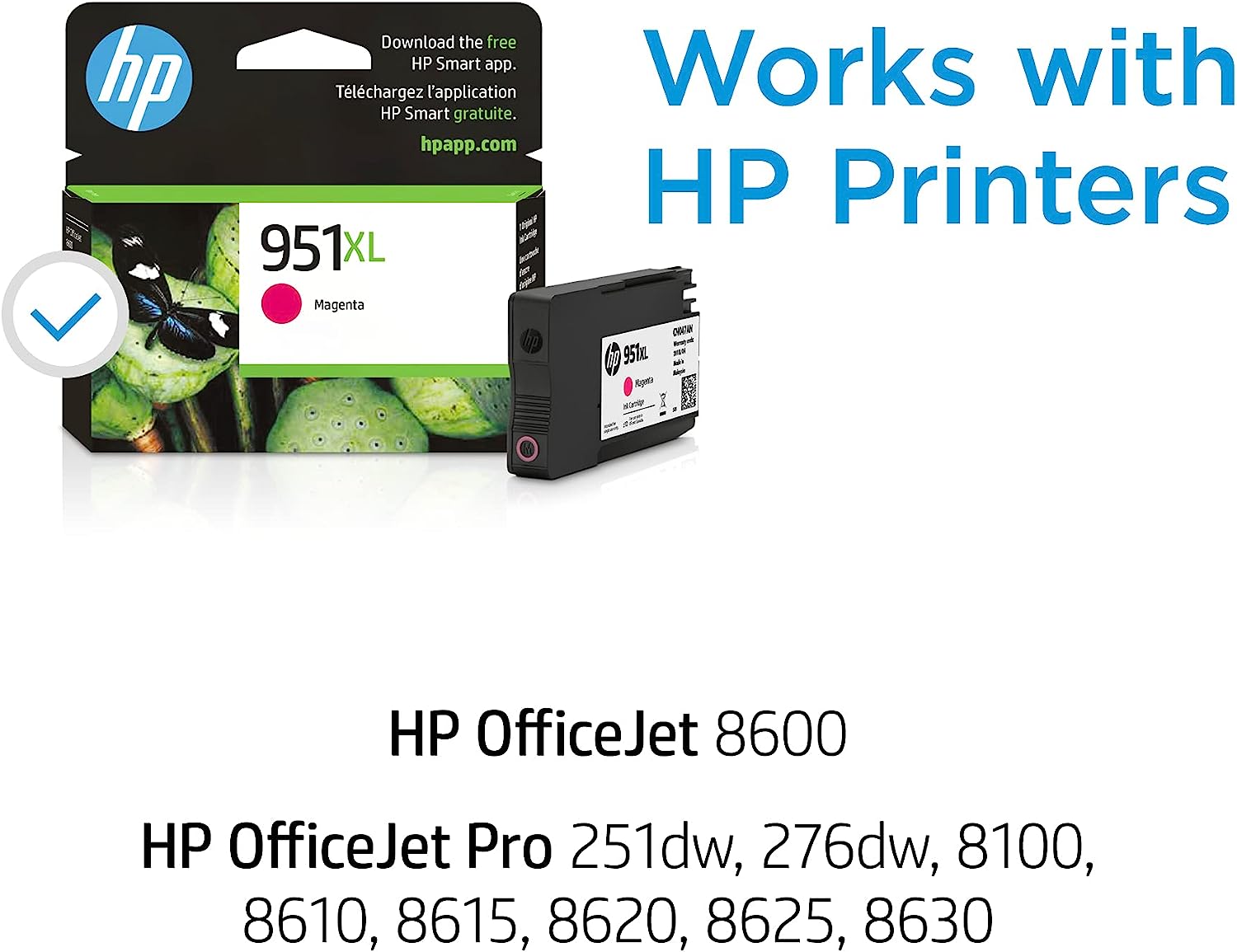 HP 951XL Magenta High-yield Ink Cartridge | Works with HP OfficeJet 8600, HP OfficeJet Pro 251dw, 276dw, 8100, 8610, 8620, 8630 Series | Eligible for Instant Ink | CN047AN - Image 2